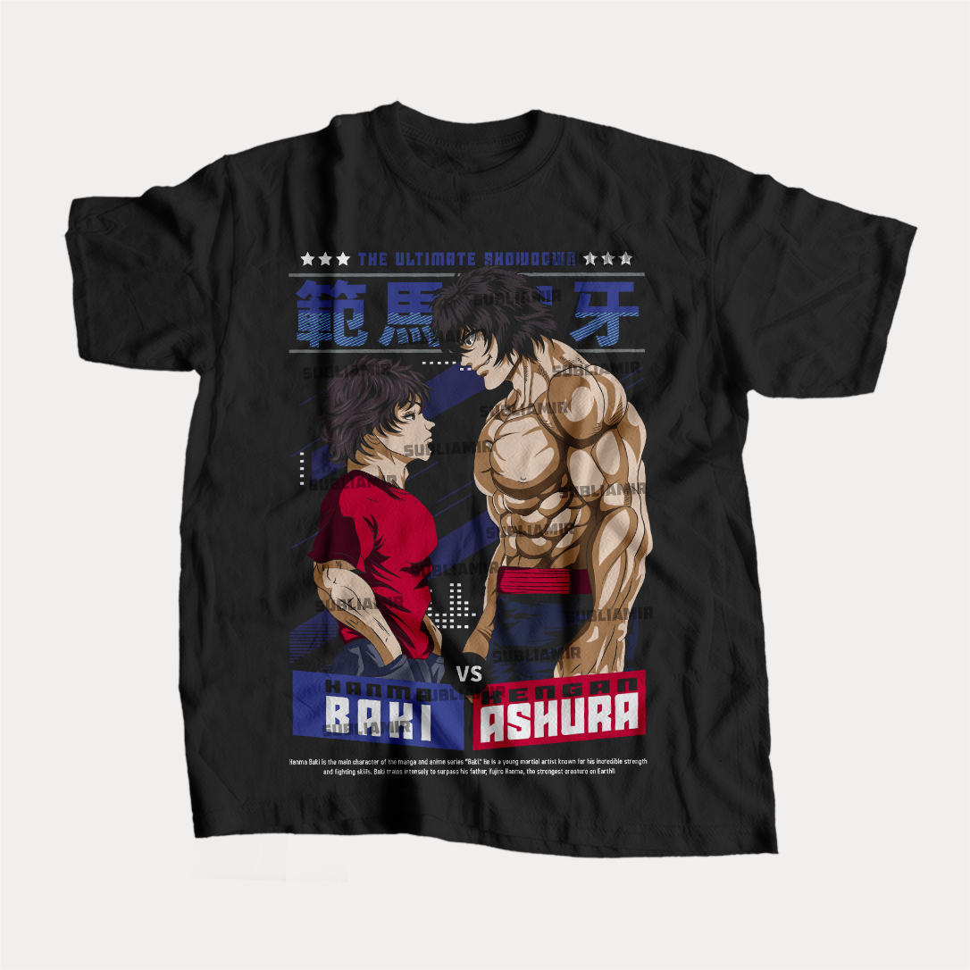 BAKI THE GRAPPLER - BAKI HANMA VS KENGAN ASHURA - POLO MANGA CORTA