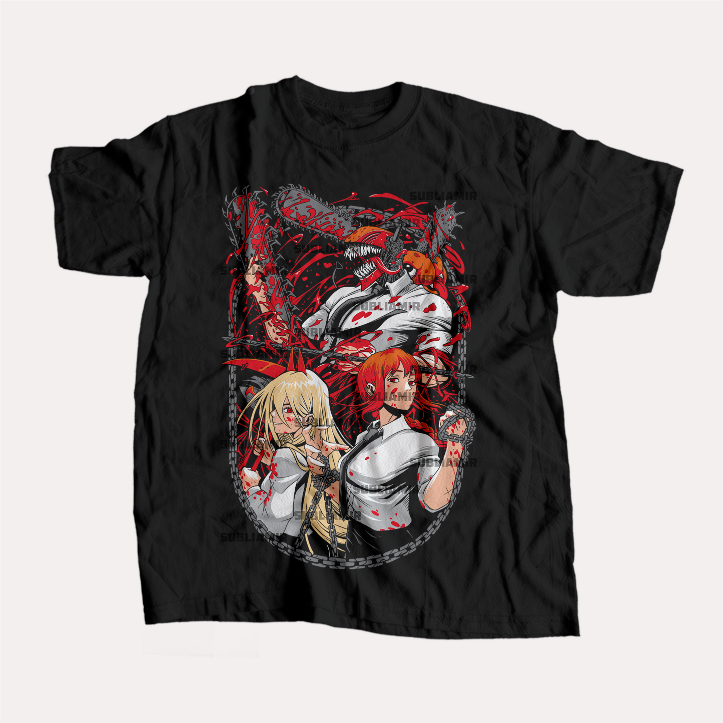 CHAINSAW MAN - DENJI-POWER-MAKIMA - POLO MANGA CORTA