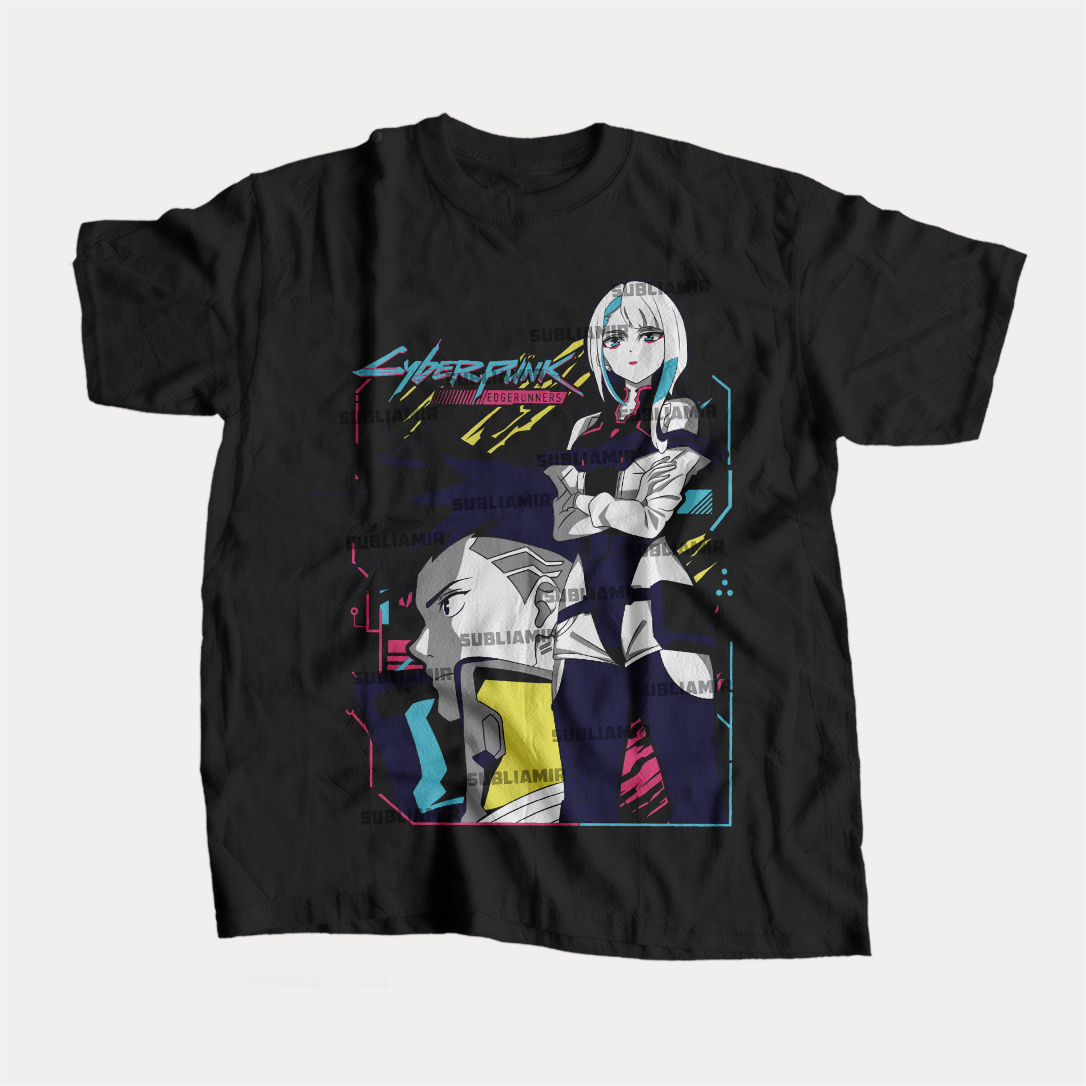 CYBERPUNK EDGERUNNERS - DAVID & LUCY - POLO MANGA CORTA