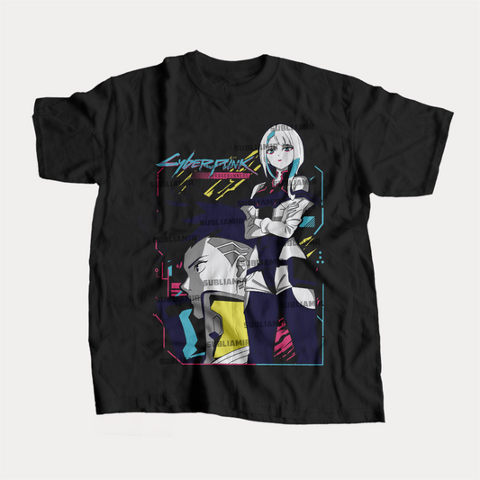 CYBERPUNK EDGERUNNERS - DAVID & LUCY - POLO MANGA CORTA